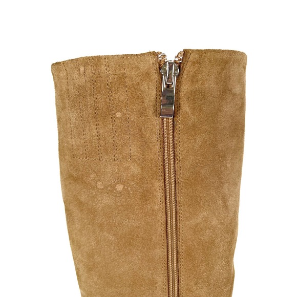 Hermes Women’s Tan Suede Knee High Boots Retro Block Heel Size 38 - Picture 7 of 8